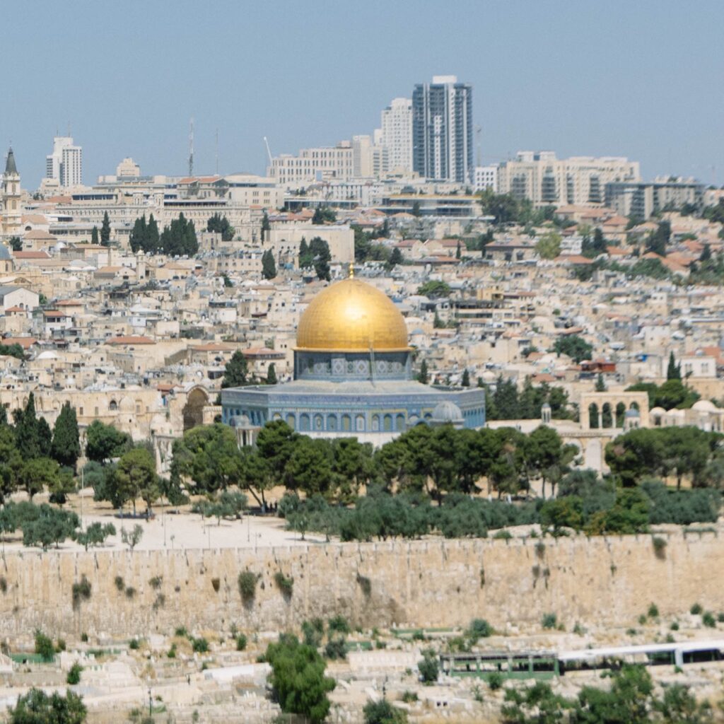 A view of the Dome of the Rock in Jerusalem from the mount of olives viewpoint